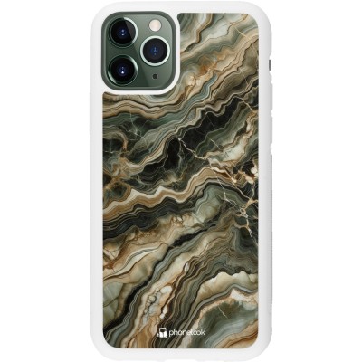 Coque iPhone 11 Pro - Silicone rigide blanc Marbre Olive