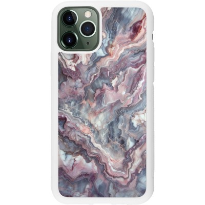 Coque iPhone 11 Pro - Silicone rigide blanc Marbre violette argentée