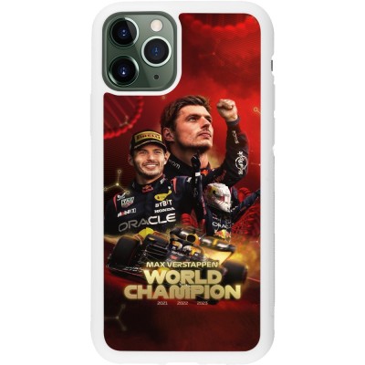 Coque iPhone 11 Pro - Silicone rigide blanc Max Verstappen Champion 2023