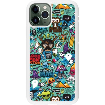 Coque iPhone 11 Pro - Silicone rigide blanc Mixed Cartoons Turquoise