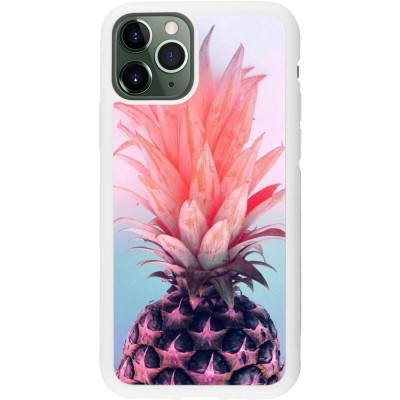 Coque iPhone 11 Pro - Silicone rigide blanc Purple Pink Pineapple