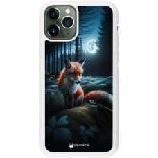 Coque iPhone 11 Pro - Silicone rigide blanc Renard lune forêt