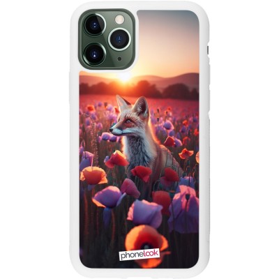 Coque iPhone 11 Pro - Silicone rigide blanc Renard pourpre au crépuscule