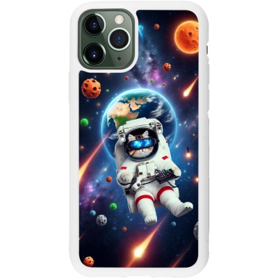 Coque iPhone 11 Pro - Silicone rigide blanc VR SpaceCat Odyssey