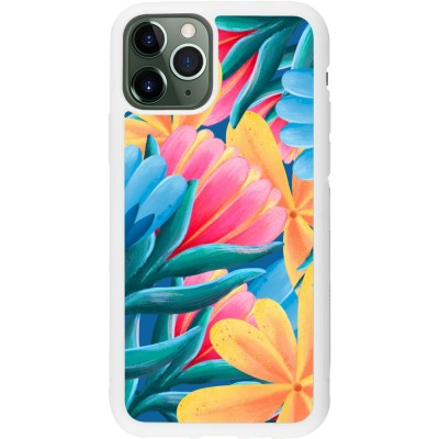 Coque iPhone 11 Pro - Silicone rigide blanc Spring 23 colorful flowers