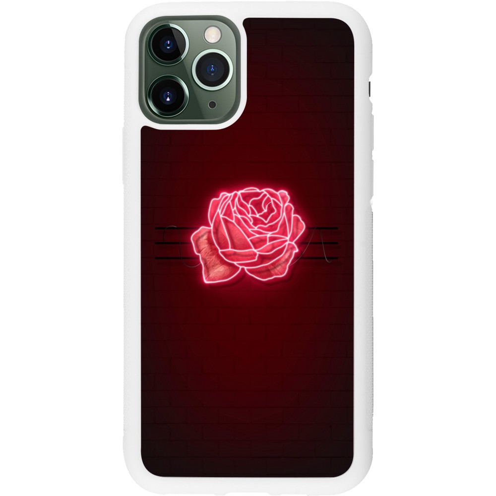 Coque iPhone 11 Pro - Silicone rigide blanc Spring 23 neon rose