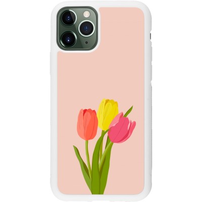 Coque iPhone 11 Pro - Silicone rigide blanc Spring 23 tulip trio