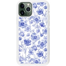 Coque iPhone 11 Pro - Silicone rigide blanc Spring 23 watercolor blue flowers