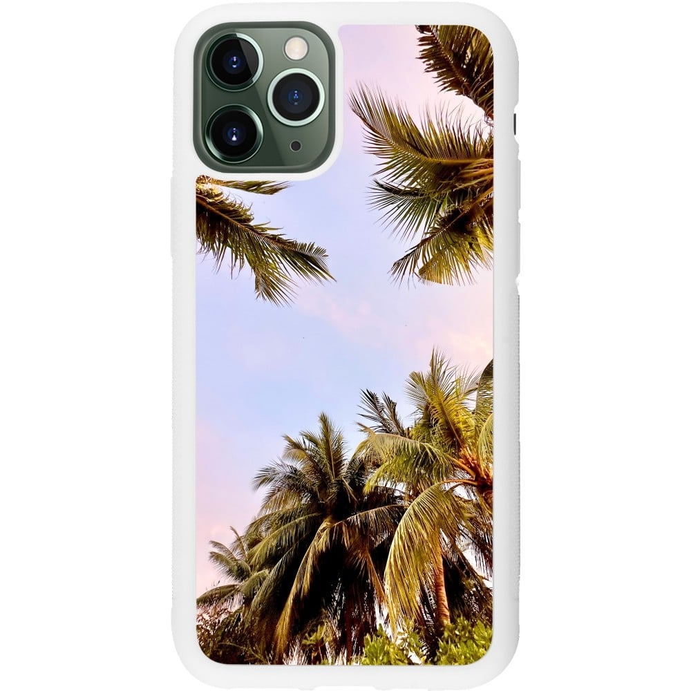 Coque iPhone 11 Pro - Silicone rigide blanc Summer 2023 palm tree vibe