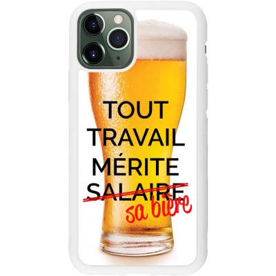 Coque iPhone 11 Pro - Silicone rigide blanc Tout travail mérite sa bière