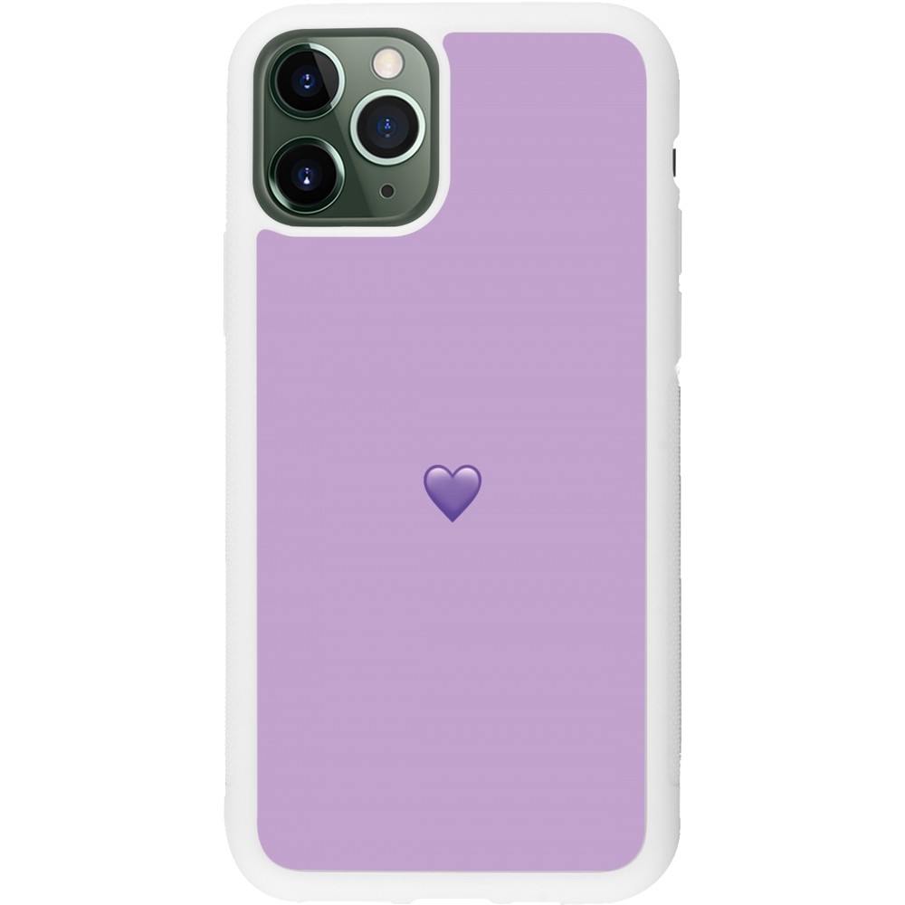 Coque iPhone 11 Pro - Silicone rigide blanc Valentine 2023 purpule single heart