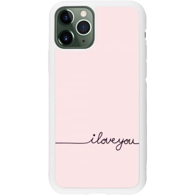 Coque iPhone 11 Pro - Silicone rigide blanc Valentine 2023 i love you writing