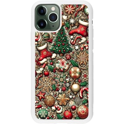 Coque iPhone 11 Pro - Silicone rigide blanc Noël 2023 micro pattern