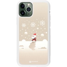 Coque iPhone 11 Pro - Silicone rigide blanc Noël 2023 Minimalist Santa