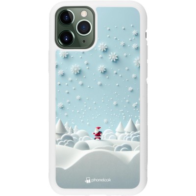 Coque iPhone 11 Pro - Silicone rigide blanc Noël 2023 Petit Père Flocon