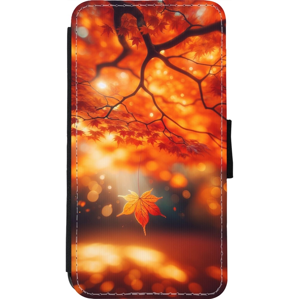 Coque iPhone 11 Pro - Wallet noir Automne Magique Orange