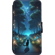 Coque iPhone 11 Pro - Wallet noir Chat noir promenade