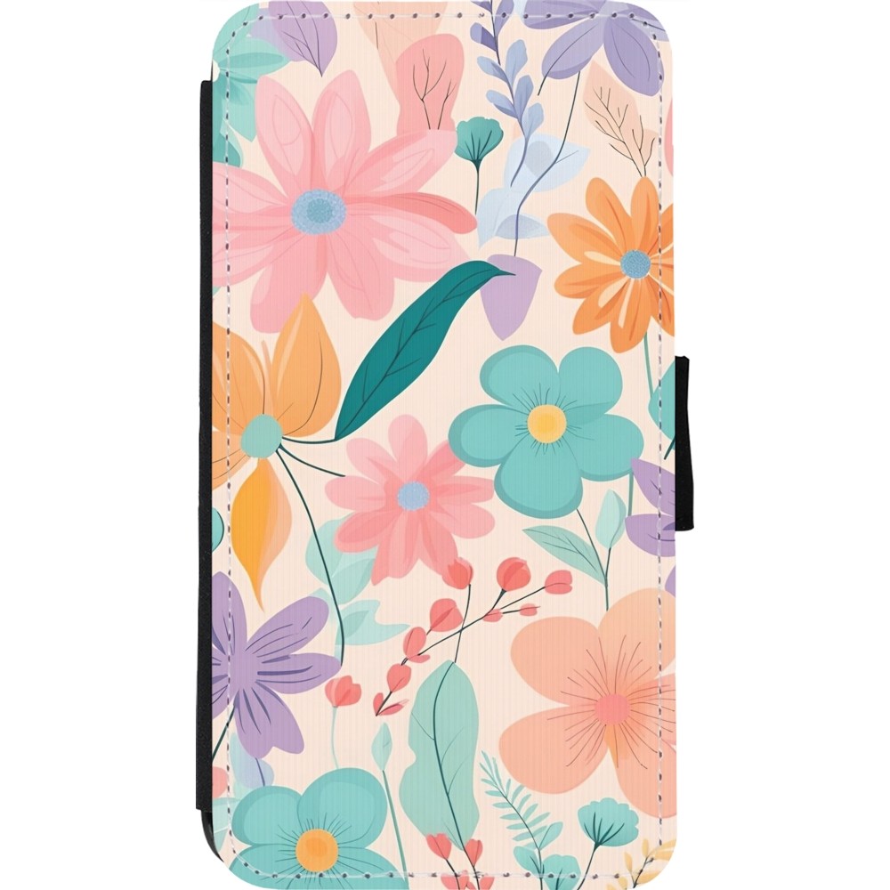 Coque iPhone 11 Pro - Wallet noir Easter 2024 spring flowers