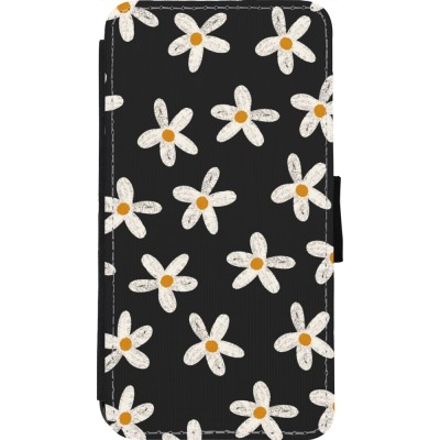 Coque iPhone 11 Pro - Wallet noir Easter 2024 white on black flower