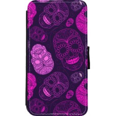 Coque iPhone 11 Pro - Wallet noir Halloween 2023 pink skulls