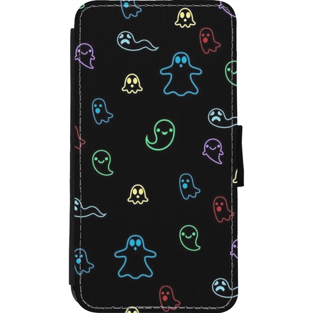 Coque iPhone 11 Pro - Wallet noir Halloween 2024 colorful ghosts