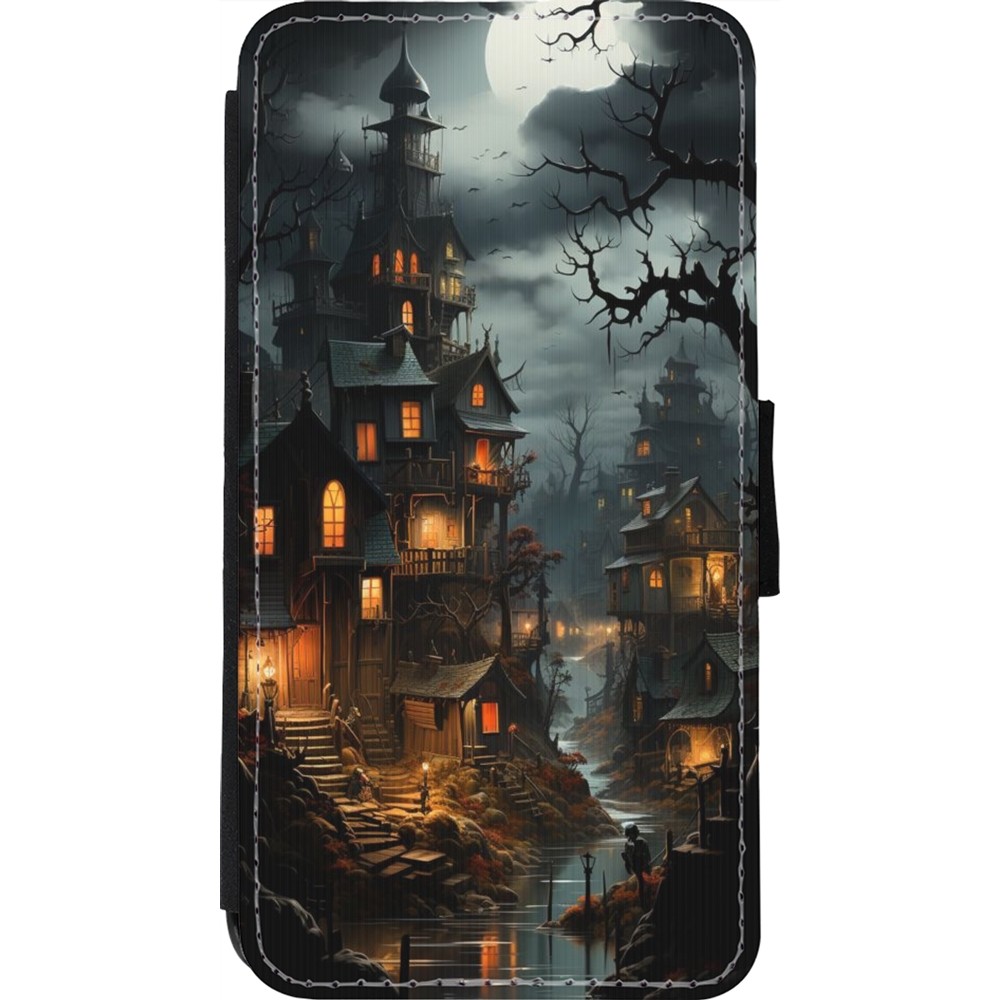 Coque iPhone 11 Pro - Wallet noir Halloween 2024 scary town