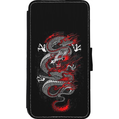 Coque iPhone 11 Pro - Wallet noir Japanese style Dragon Tattoo Red Black