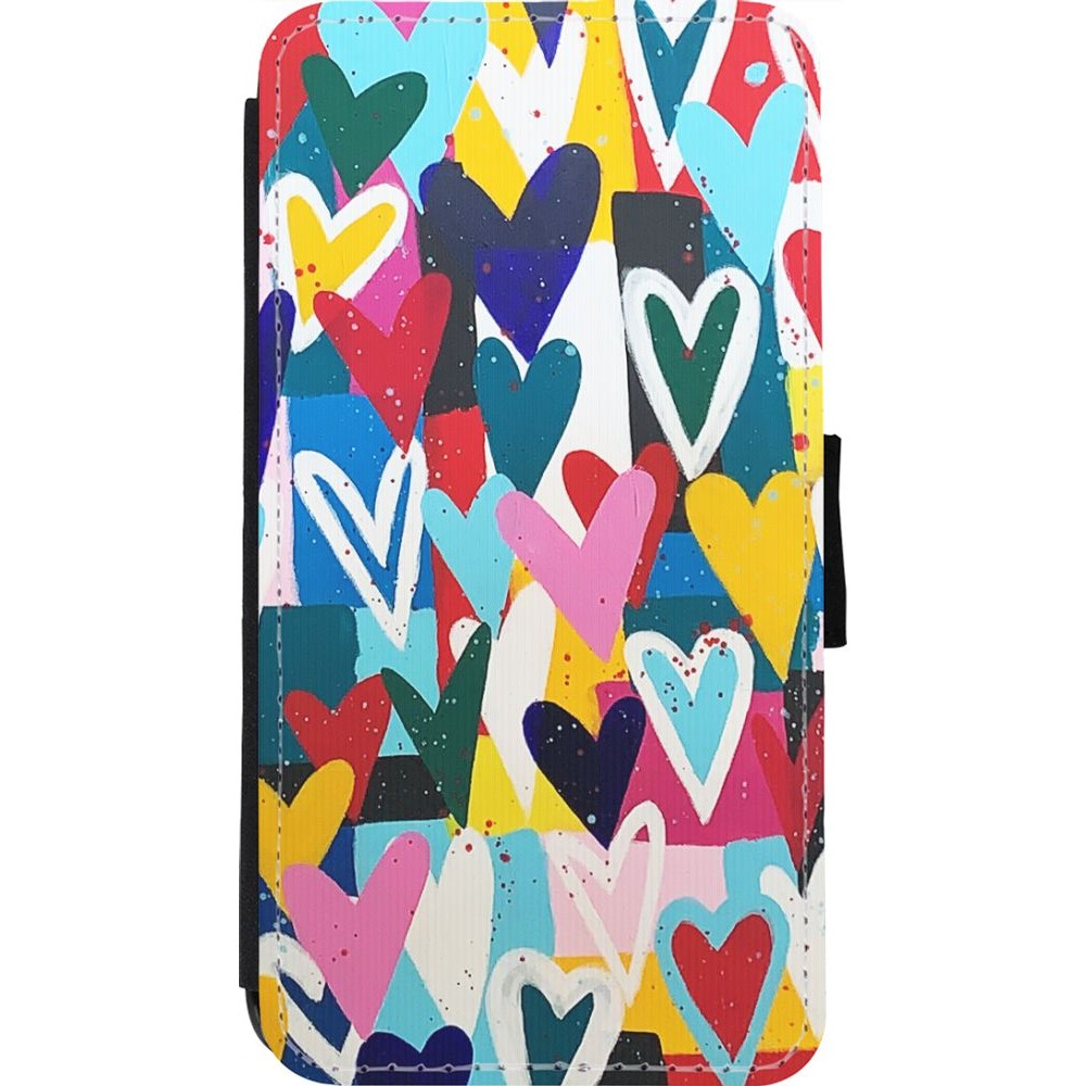 Coque iPhone 11 Pro - Wallet noir Joyful Hearts