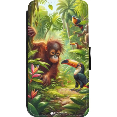 Coque iPhone 11 Pro - Wallet noir Jungle Tropicale Tayrona