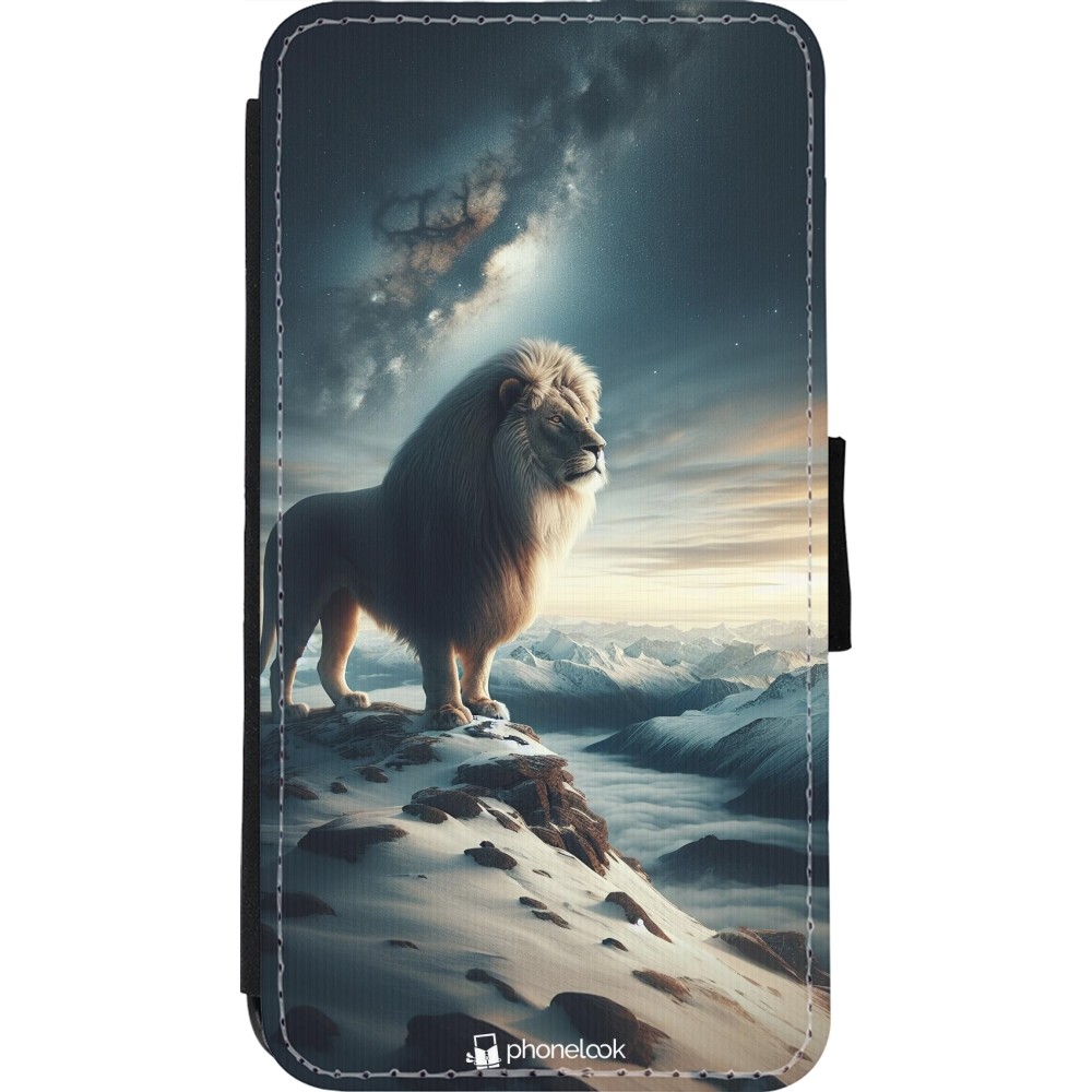 Coque iPhone 11 Pro - Wallet noir Le lion blanc