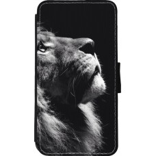 Coque iPhone 11 Pro - Wallet noir Lion looking up