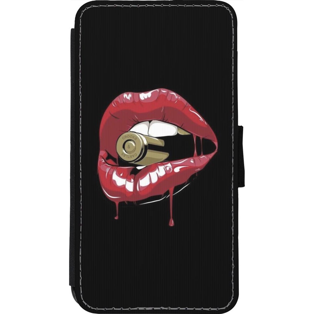 Coque iPhone 11 Pro - Wallet noir Lips bullet