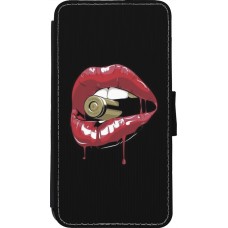 Coque iPhone 11 Pro - Wallet noir Lips bullet