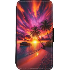 Coque iPhone 11 Pro - Wallet noir Maldives Dusk Bliss