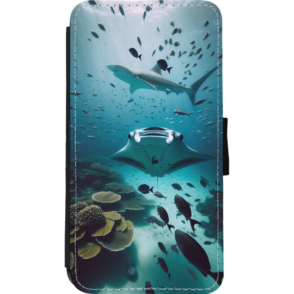 Coque iPhone 11 Pro - Wallet noir Manta Lagon Nettoyage