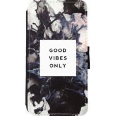 Coque iPhone 11 Pro - Wallet noir Marble Good Vibes Only