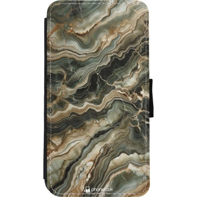 Coque iPhone 11 Pro - Wallet noir Marbre Olive