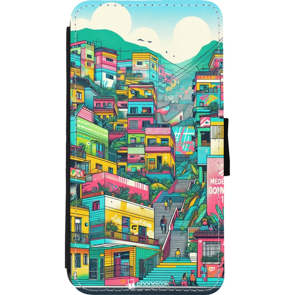 Coque iPhone 11 Pro - Wallet noir Medellin Comuna 13 Art