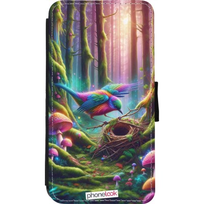 Coque iPhone 11 Pro - Wallet noir Oiseau Nid Forêt