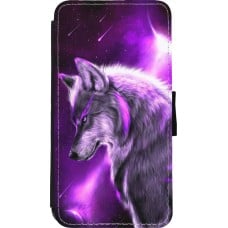 Coque iPhone 11 Pro - Wallet noir Purple Sky Wolf