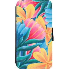 Coque iPhone 11 Pro - Wallet noir Spring 23 colorful flowers