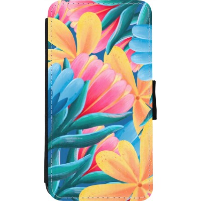 Coque iPhone 11 Pro - Wallet noir Spring 23 colorful flowers