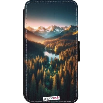 Coque iPhone 11 Pro - Wallet noir Sunset Forest Lake