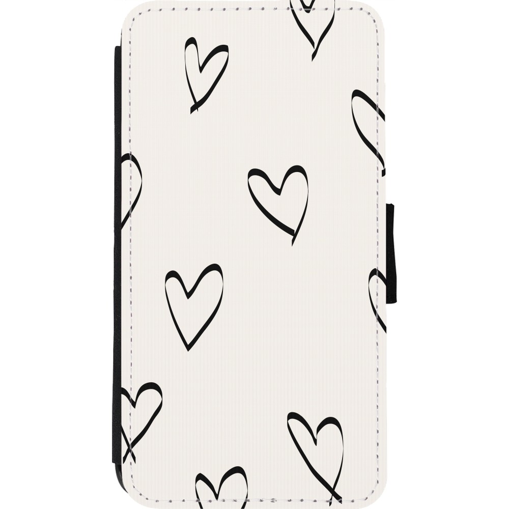 Coque iPhone 11 Pro - Wallet noir Valentine 2023 minimalist hearts