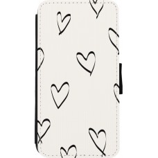 Coque iPhone 11 Pro - Wallet noir Valentine 2023 minimalist hearts