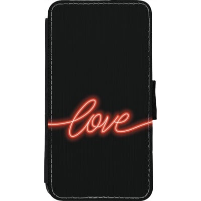 Coque iPhone 11 Pro - Wallet noir Valentine 2023 neon love