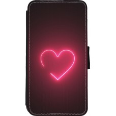 Coque iPhone 11 Pro - Wallet noir Valentine 2023 single neon heart