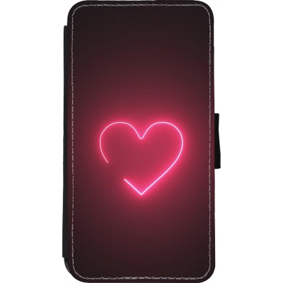 Coque iPhone 11 Pro - Wallet noir Valentine 2023 single neon heart