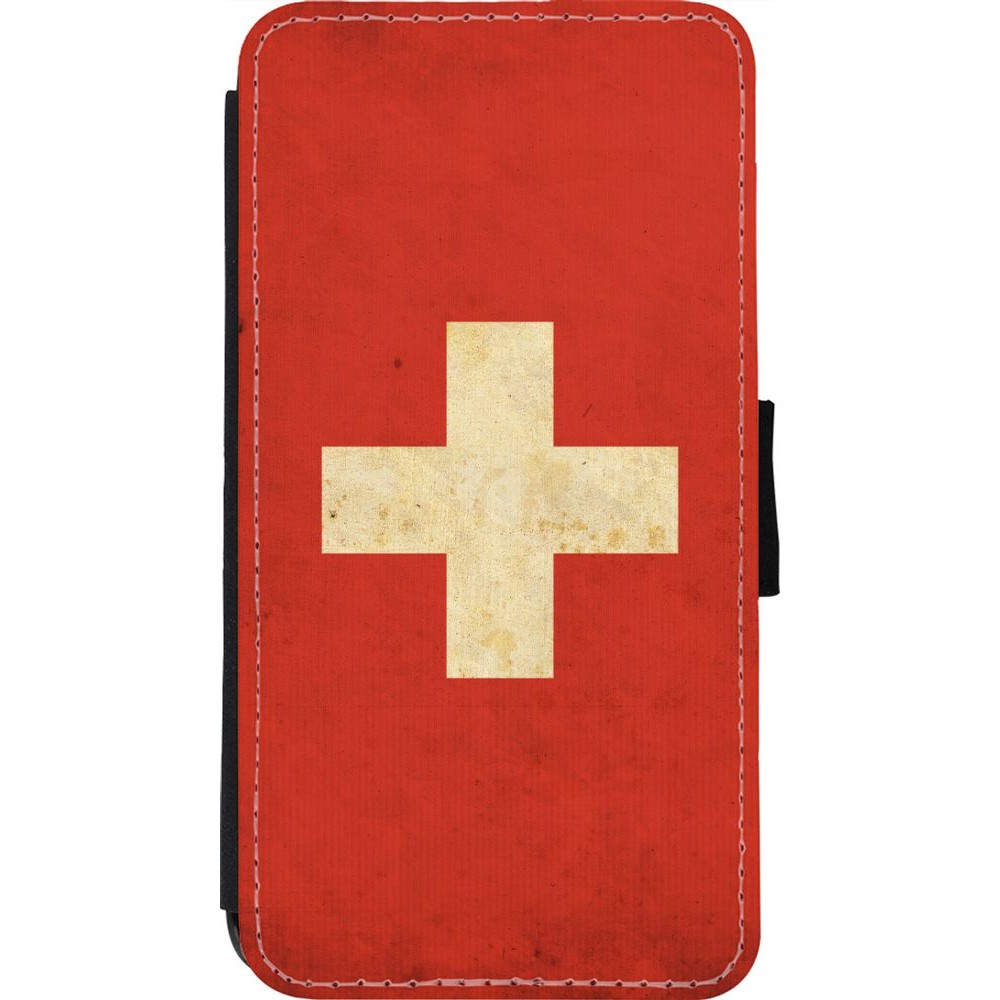 Coque iPhone 11 Pro - Wallet noir Vintage Flag SWISS