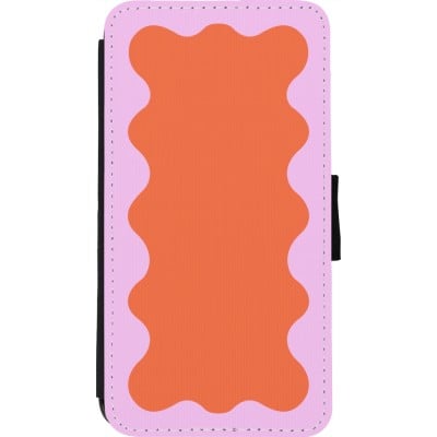 Coque iPhone 11 Pro - Wallet noir Wavy Rectangle Orange Pink